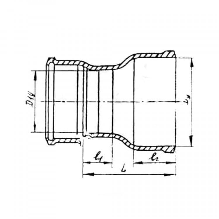 Диаметр чугунных труб. Патрубок чугун канализационный переходной ГОСТ 6942-98. Патрубок чугунный ГОСТ 6942-98. Патрубок ЧК переходной Ду 100х50. Патрубок переходной 100х150 ГОСТ 6942-98.